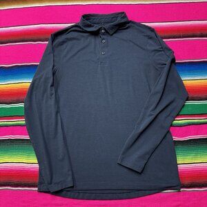 Lululemon  Long Sleeve Evolution Polo Shirt Men S Navy Blue Cotton Stretch